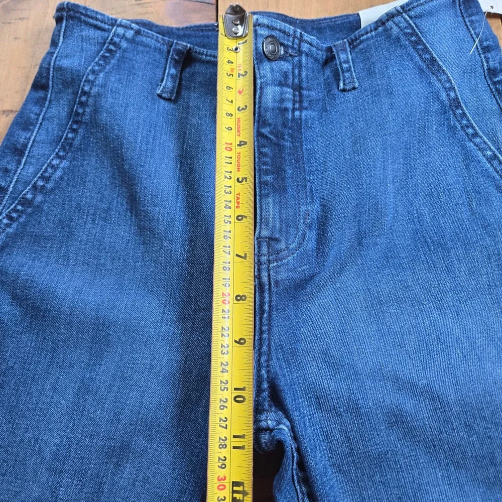 Free People We The Free Level Up Slit Bootcut Jeans Blue Flare Raw Hem 28x31